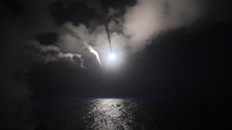 The view from the guided-missile destroyer USS Porter as it launched 59 Tomahawk missiles against a Syrian airbase on April 7, 2017 (U.S. Navy photo by Mass Communication Specialist 3rd Class Ford Williams/Released)